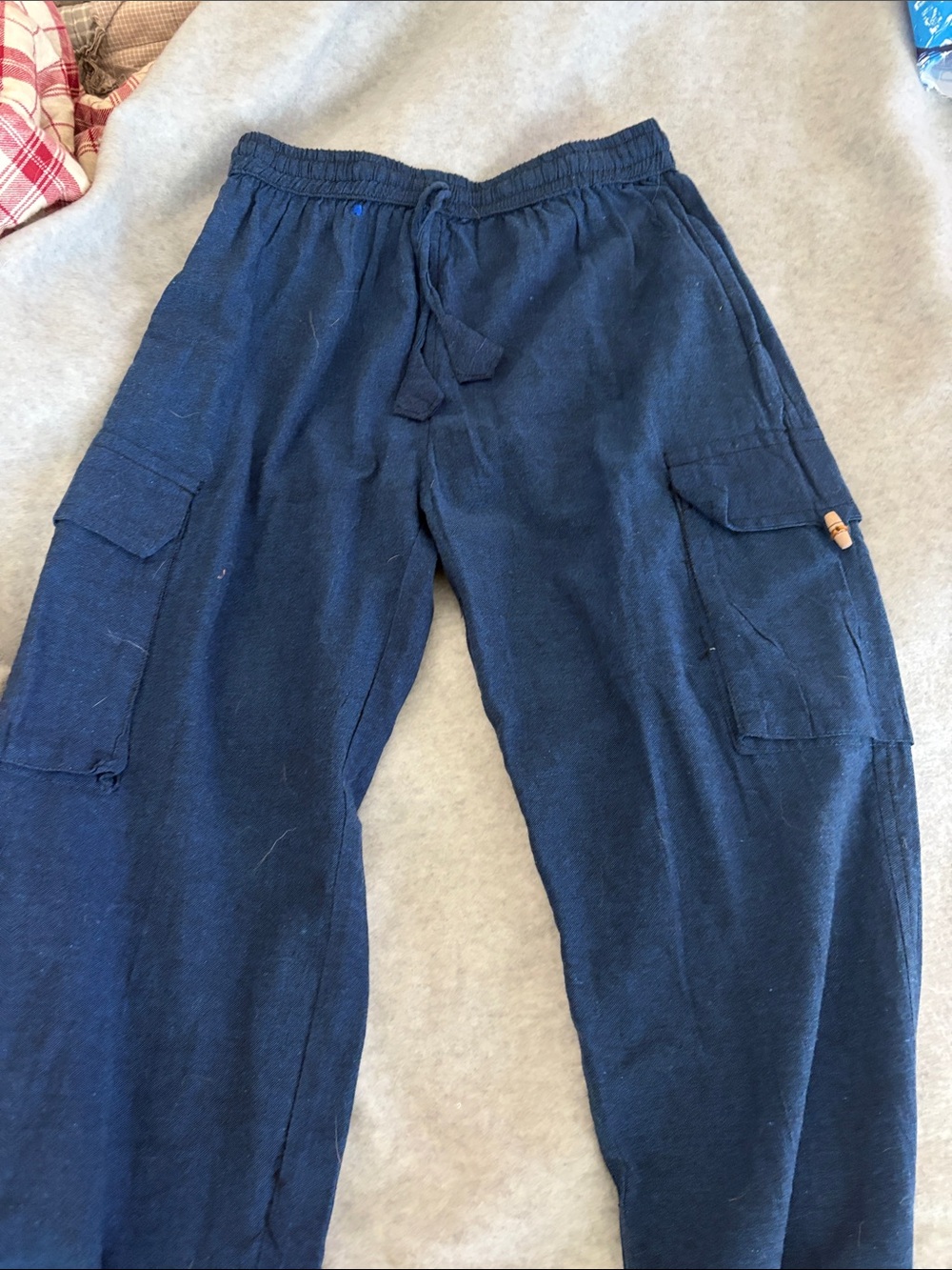 Womens Navy Cargo Lounge Pants with Drawstring